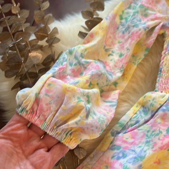 NWT Janie and Jack pastel floral long sleeve shorts romper girls with pockets! - Picture 2 of 4